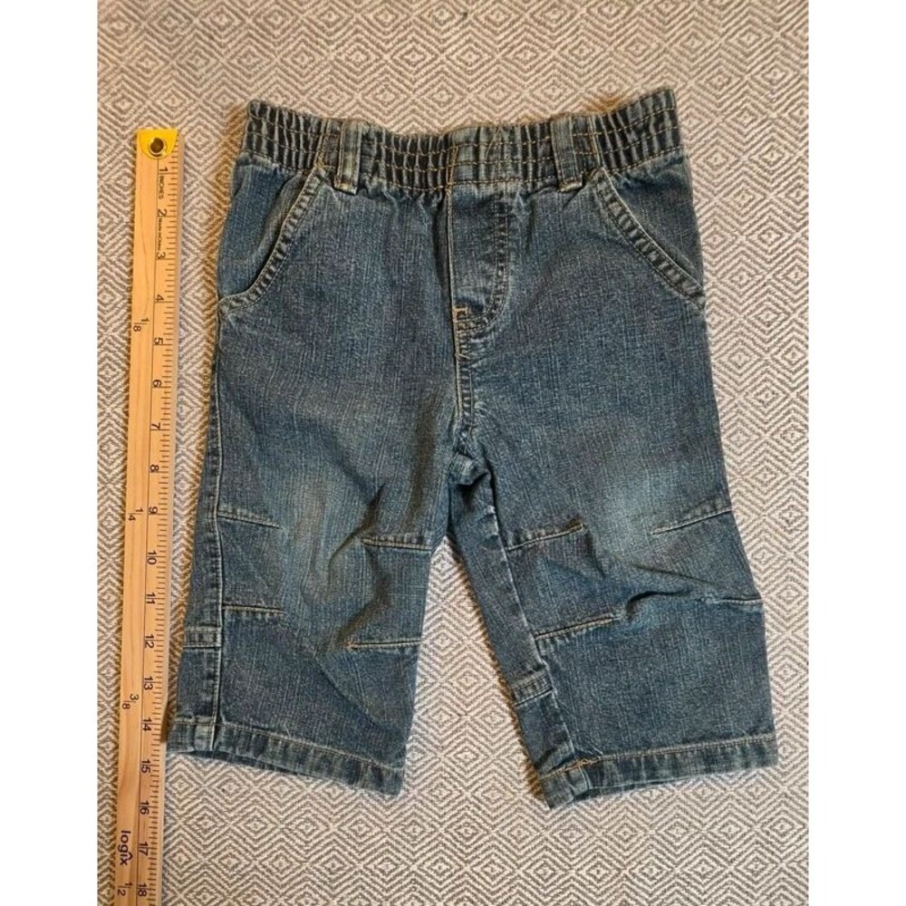 Cherokee Baby Boy 12M Denim Cargo Pants Jeans | Elastic Waist | 100% Cotton